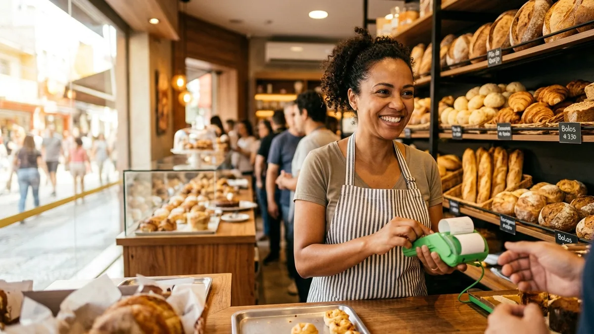 Maquininha para padaria: a que aguenta fila, imprime e aceita vale-refeição